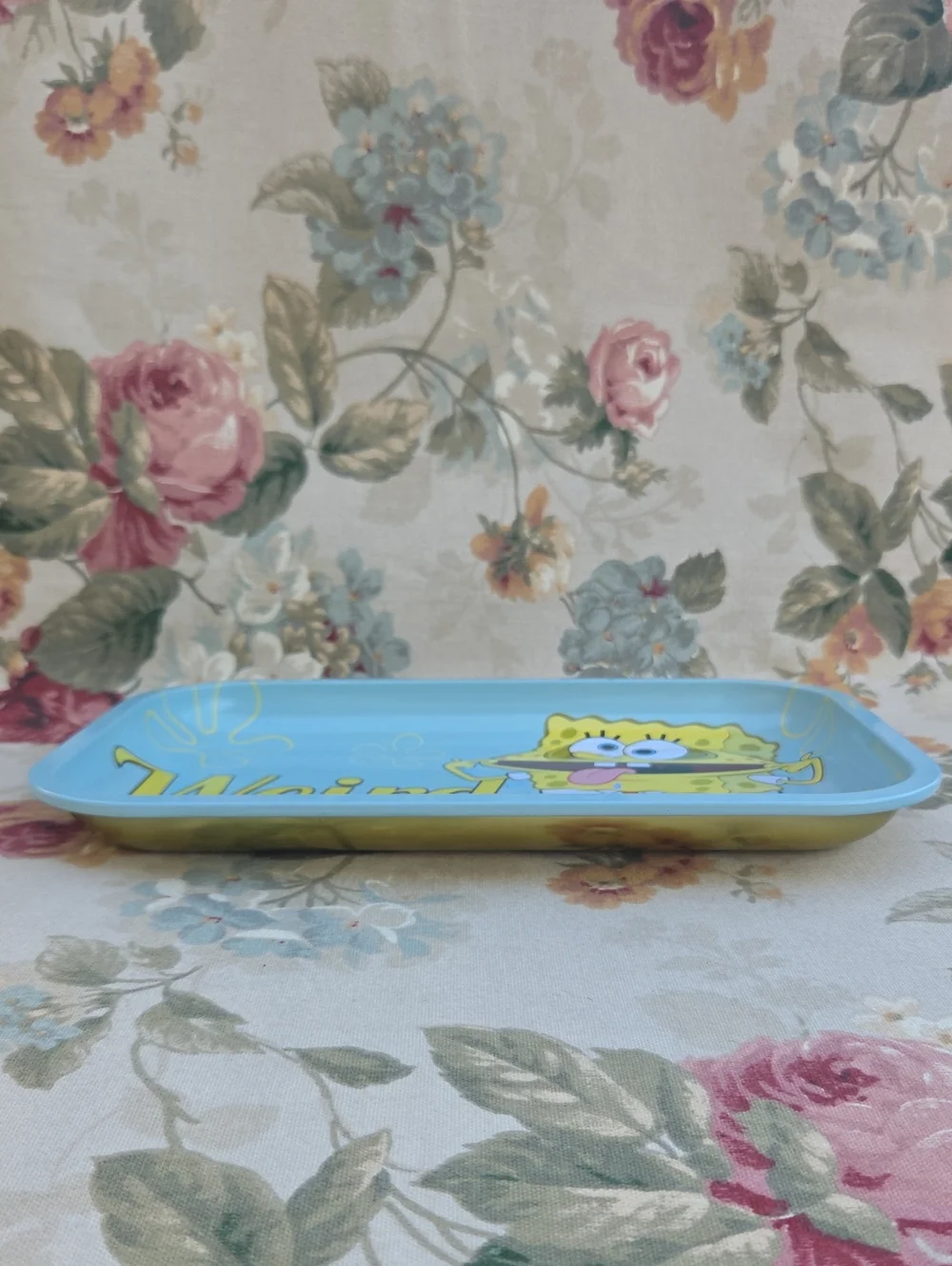 Sponge Bob 'Weird Don't Care' Light Blue Serving Meral Tray 11.5